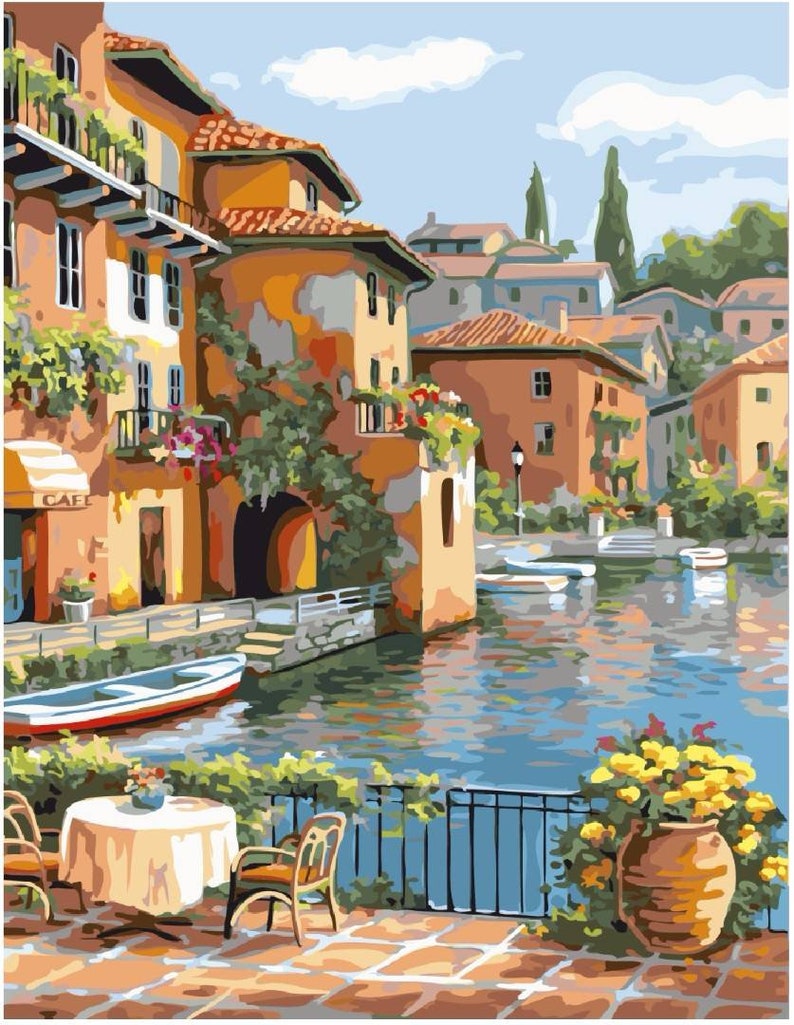 Paint by Number WITH FRAME Venice cityscape DiY painting by Etsy