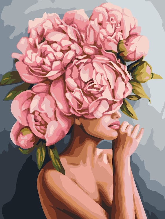 Malen Nach Zahlen 'Junge Frau Mit Roter Rose' – Leinwand 40,6 X 50,8 Cm, Inkl. Farben, Pinseln & Rahmen