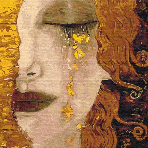 Larmes d'or Klimt peinture par numéros, kit de peinture par numéro pour adulte Gustav Klimt