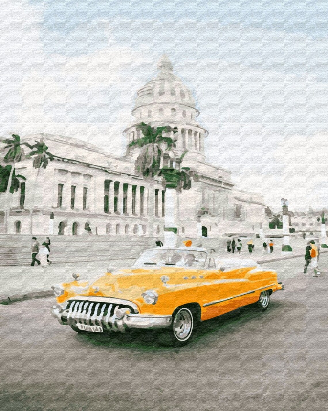 Paint by Number WITH FRAME Yellow car DiY Painting Kit DiY Etsy