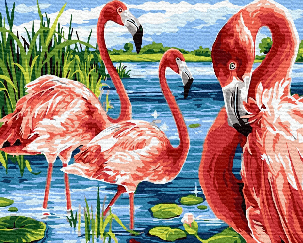 Paint by Number Colorful flamingo FRAMED DiY Painting by Etsy
