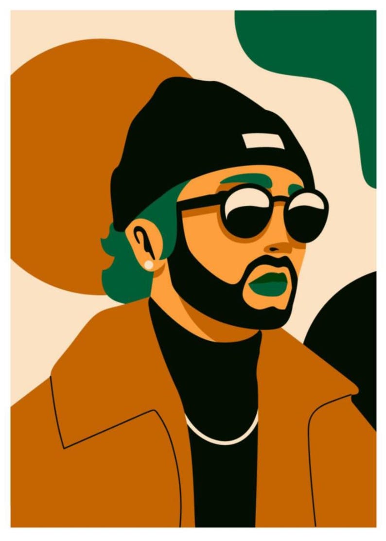 Paint by Number Minimalist Black Man, Painting Kit for Adult With Frame