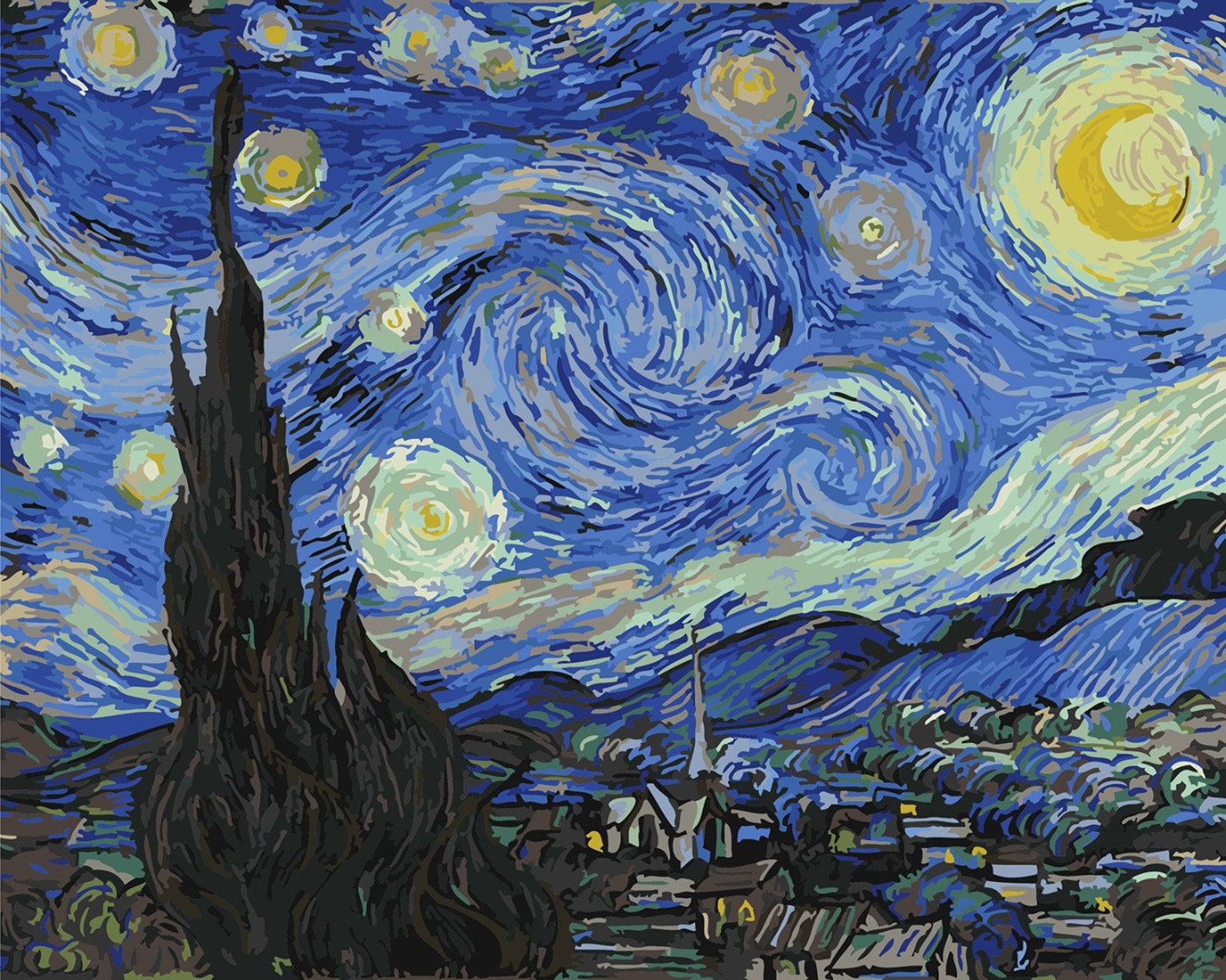 Paint by number Van Gogh Starry night paint kit Starry night Etsy
