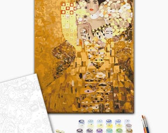 Klimt Paint by Numbers Kit for Adults – Gustav Klimt DIY Framed Art The Kiss