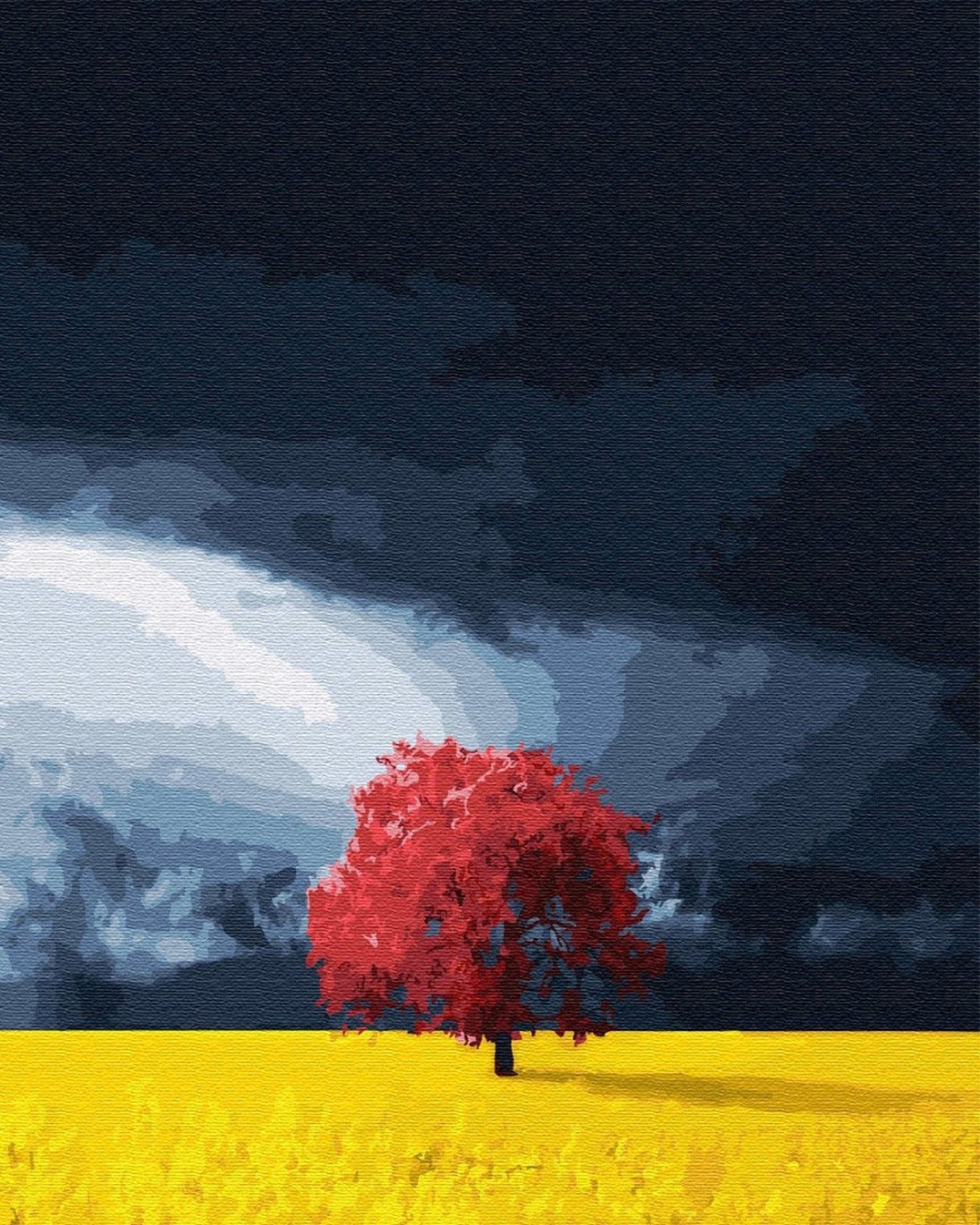 Paint by Number WITH FRAME field and tree DiY Painting on Etsy