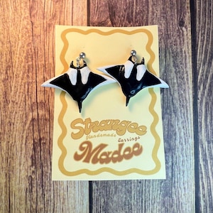 Manta Ray earrings | Polymer clay | Aquatic | Made to Order