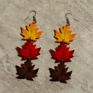 Fall leaves earrings | Polymer clay | Made to order