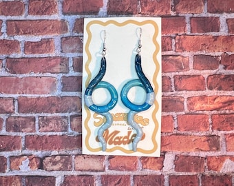 Blue Earthworm earrings | Polymer clay | Made to order