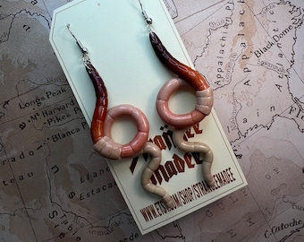 Earthworm earrings | Polymer clay | Made to order