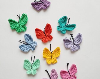 Crochet butterfly Appliques - set of 10 Handmade Craft supplies embellishments Scrapbooking