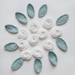 Crochet Flower Appliques - set of 5/10 Handmade Craft supplies embellishments Scrapbooking
