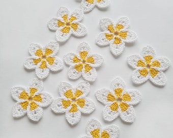 Crochet Flower Appliques - set of 10 Handmade Craft supplies embellishments Scrapbooking