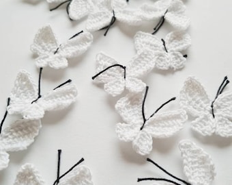 Crochet butterfly Appliques - set of 10 Handmade Craft supplies embellishments Scrapbooking