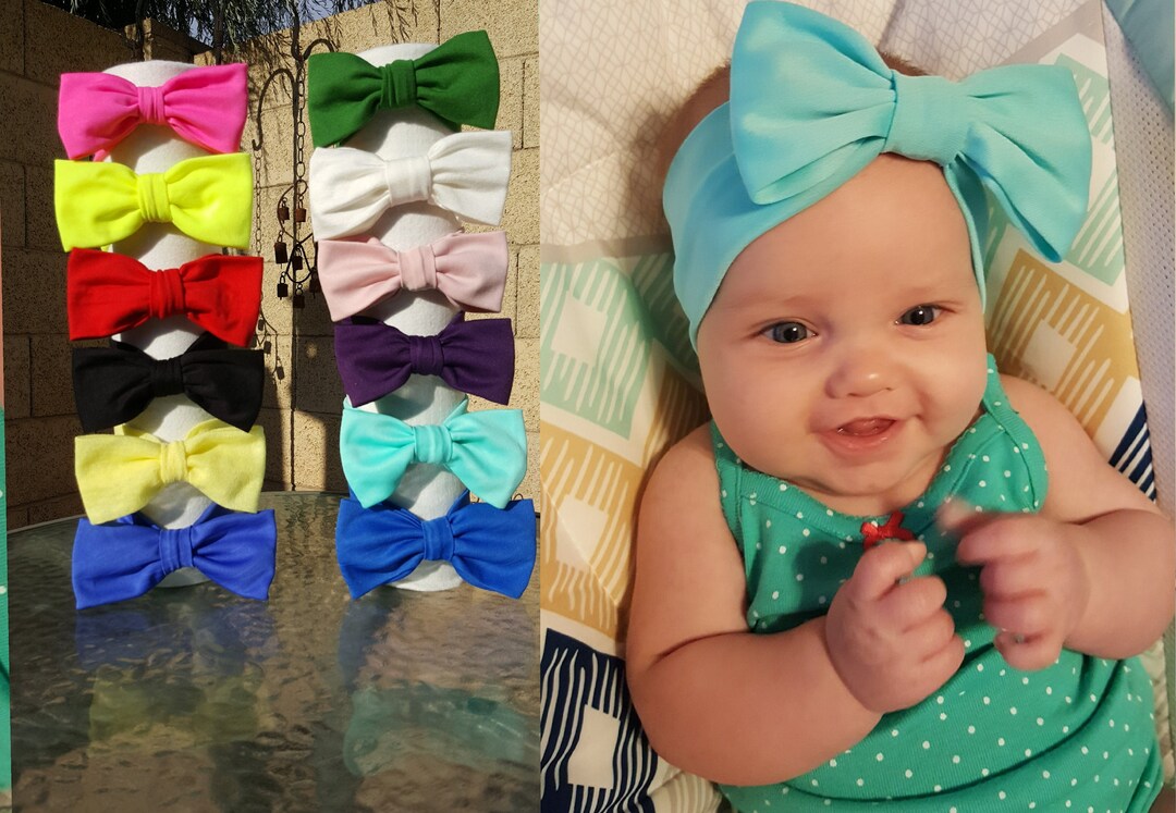 Bows, Soft Stretchy Nylon, Cotton Knit, Classic Knot, Baby Turban