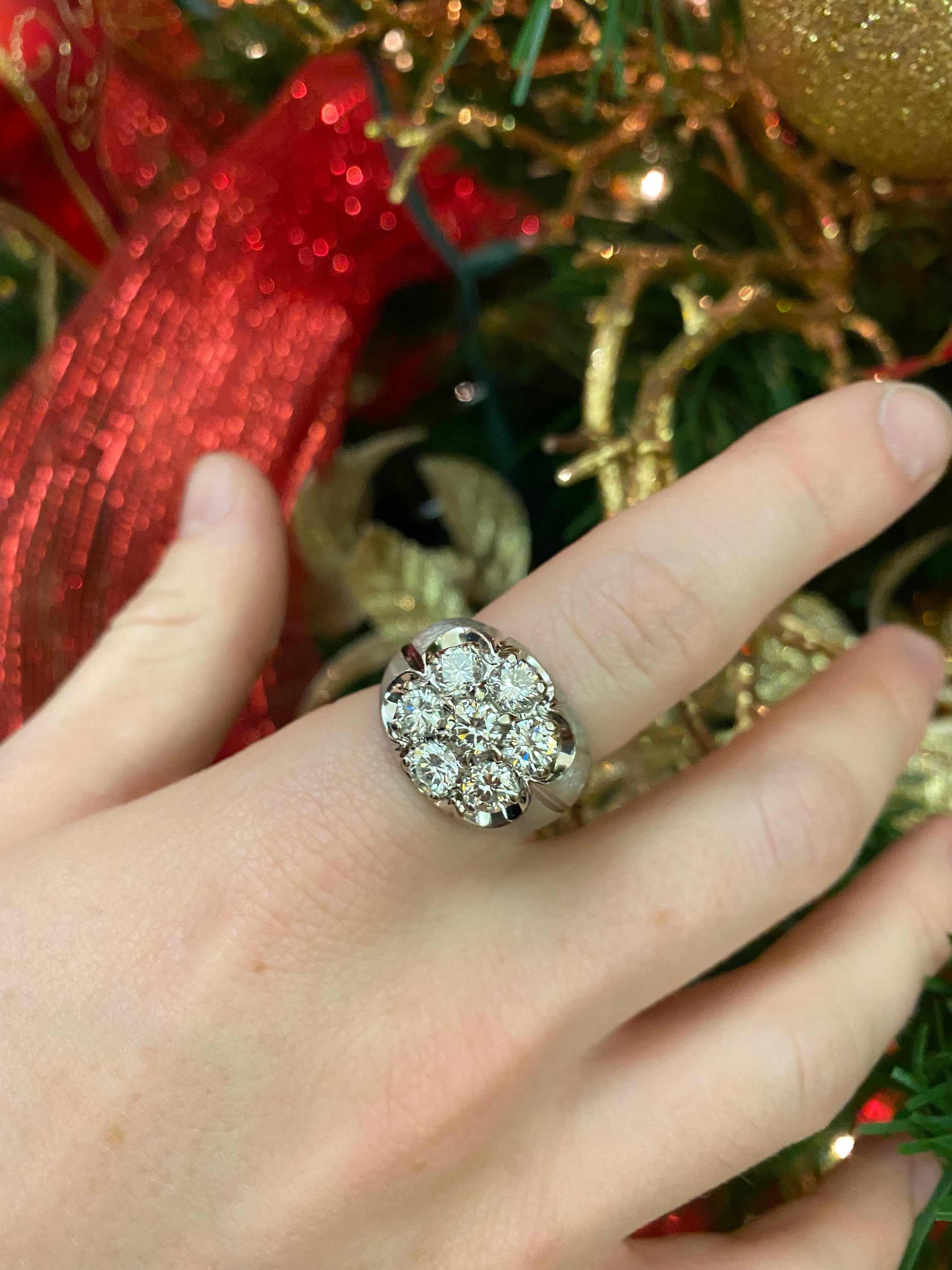 7 stone flower cluster diamond ring best sale