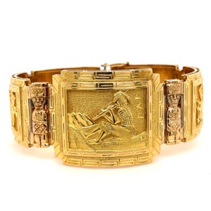 18K Yellow Arte Ofebre Peruvian Panel Bracelet