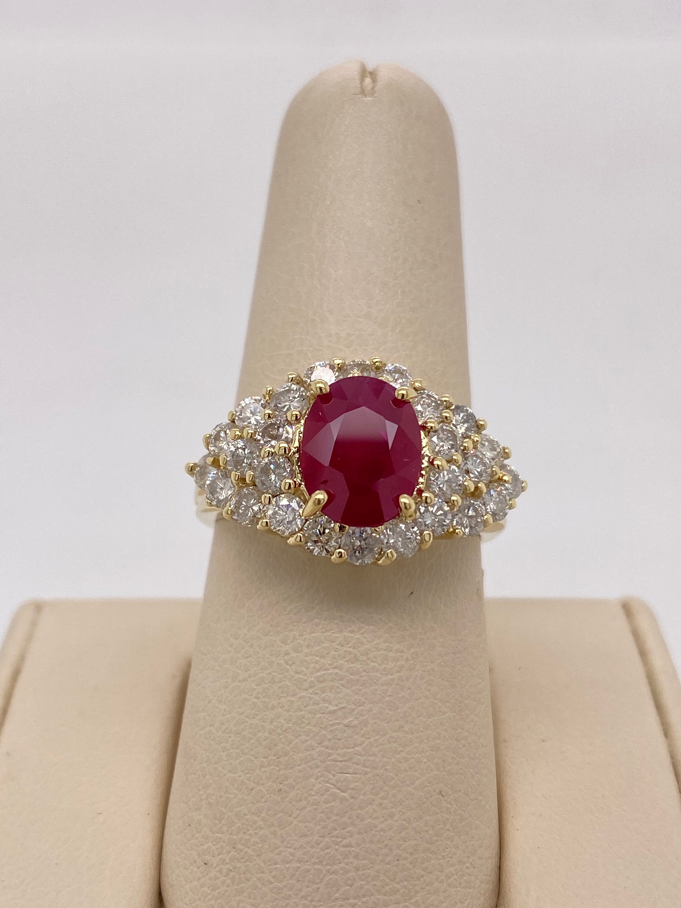 14K Yellow Gold Ruby and Diamond Eye Ring - Etsy