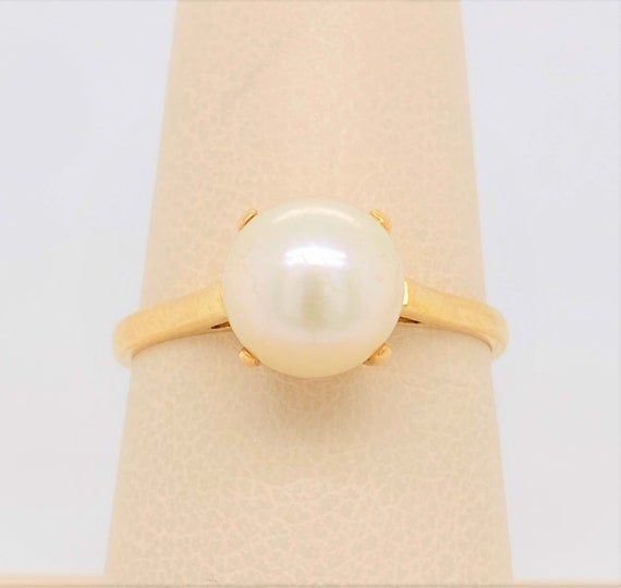 14K Yellow Gold Vintage Pearl Ring - image 1