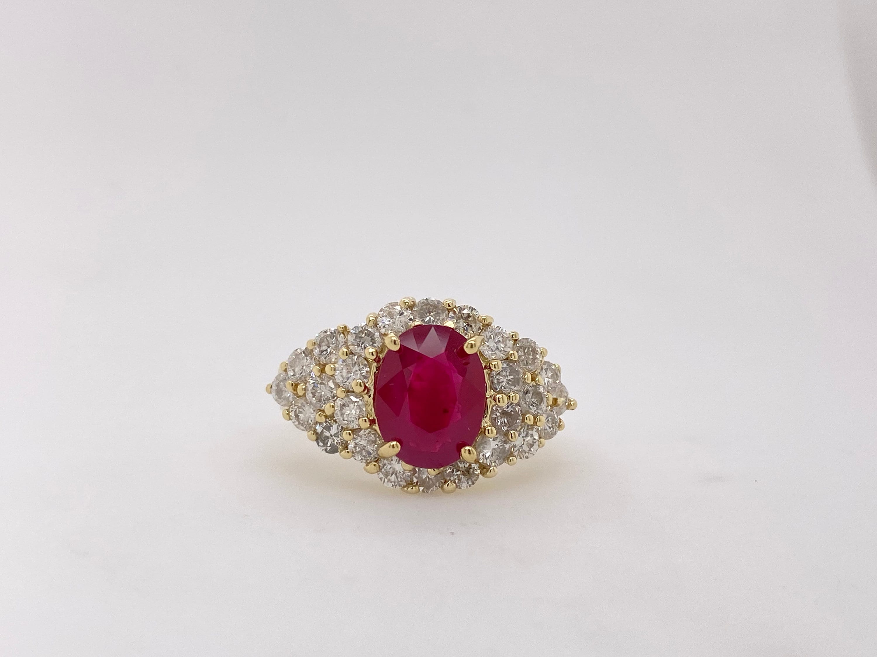 14K Yellow Gold Ruby and Diamond Eye Ring - Etsy