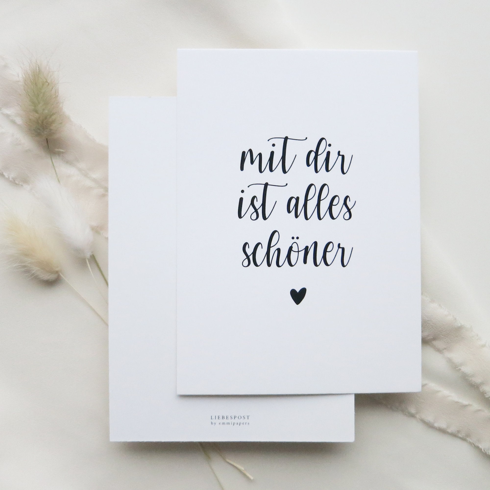 Postkarte schwarz weiß Spruch Mit dir ist alles Etsy