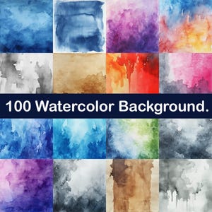 100 Watercolor Texture Digital Papers Background.