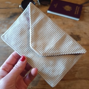 pochette passeport, porte carte en velours écru