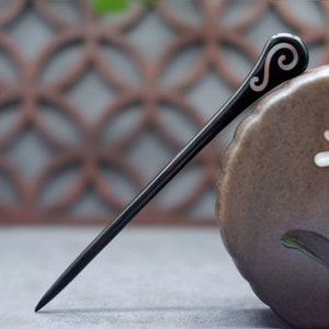 Handmade Wooden Hair Sticks, Vintage Simple Black Wooden One Prong Hair Forks Boho Style, Hair Accessories for Buns for Her, Mom, Daughter