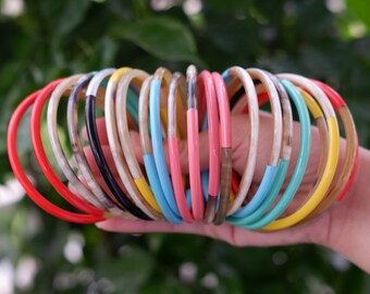 Thick Lacquer, Horn Bangle Multicolor,  Buffalo Horn Bangle, Jewelry, Lacquer Bangle Bracelet, Layer Bracelet, Stacking Bangle
