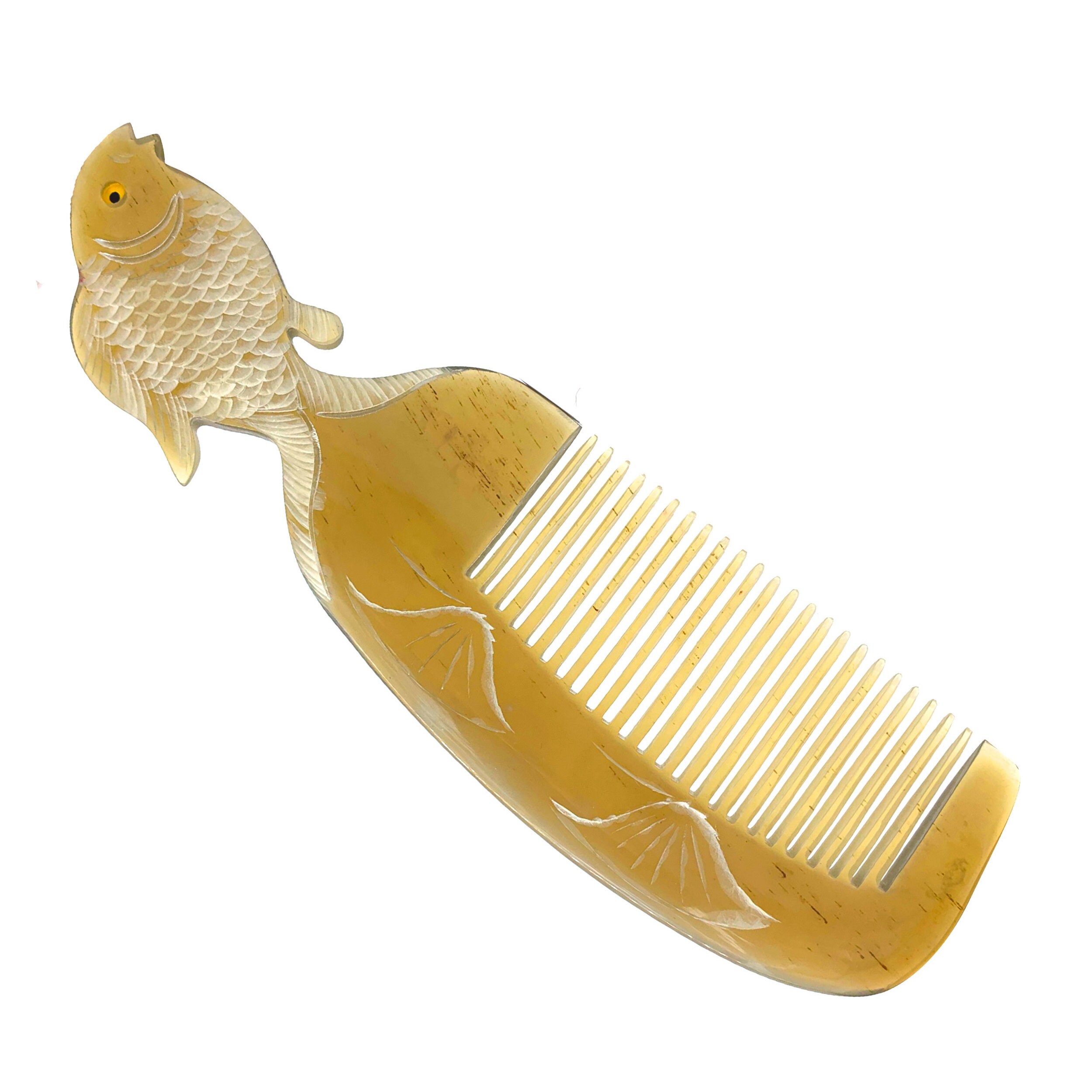 Personalized Genuine Fish Enggrave Buffalo Horn Comb, Anti Static and ...