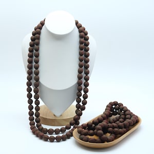 Brown Handmade Elegant Long Silk Beaded Necklace, Colorful & Lightweight Fashion Jewelry for Women, Elegant, Retro Silk Bead Statement Piece