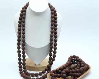 Brown Handmade Elegant Long Silk Beaded Necklace, Colorful & Lightweight Fashion Jewelry for Women, Elegant, Retro Silk Bead Statement Piece