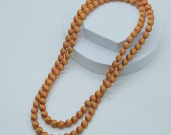 Orange Handmade Elegant Long Silk Beaded Necklace for Women, Unique Silk Bead Statement Piece, Colorful & Lightweight Fashion Jewelry
