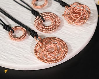 Blomma Livets Träd Koppar Tensor Hängsmycke, Helig Geometri Meditationshalsband, Ren Röd Koppar Yoga Energiverktyg, Andlig Gåva