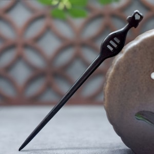 Vintage Black Wooden Hair Sticks, Handmade Cute Pipa Wooden One Prong Hair Forks, Hair Accessories Boho Style for Buns, Gift for Her, Mom