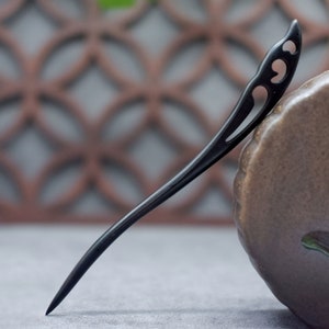Handmade Black Wooden Hair Sticks, Vintage  Cute Wooden One Prong Hair Forks Boho Style, Hair Accessories for Buns for Her, Mom, Daughter