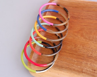 PACK 10, Thick Lacquer, Horn Bangle Multicolor,  Buffalo Horn Bangle, Lacquer Bangle Bracelet, Layer Bracelet, Stacking Bangle