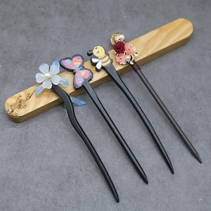 Cute Animals And Flowers Natural Wooden Prong, Symbol Hair Sticks for Bun, Hair Forks for Women, Spring Hair Forks, Elegant Hair Accessories