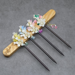 Flower And Leaves Natural Wooden Prong, Hair Forks for Women, Symbol Hair Sticks for Bun, Spring Hair Forks, Elegant Hair Accessories