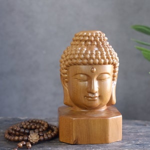 Wooden Buddha Statue Small for Home, Shakyamuni Buddha Statue, Wooden Buddhist Figurines, Wood Carving, Meditation Decor - ST008