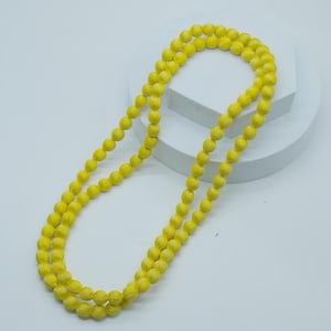 Yellow Handmade Elegant Long Silk Beaded Necklace for Women, Unique Style Silk Bead Statement Piece, Colorful & Lightweight Fashion Jewelry