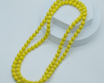 Yellow Handmade Elegant Long Silk Beaded Necklace for Women, Unique Style Silk Bead Statement Piece, Colorful & Lightweight Fashion Jewelry