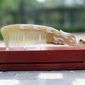 Personalized Genuine Owl Buffalo Horn Comb, Anti Static and Massage Comb for Hair, Premium Luxury Comb,  Horn Comb