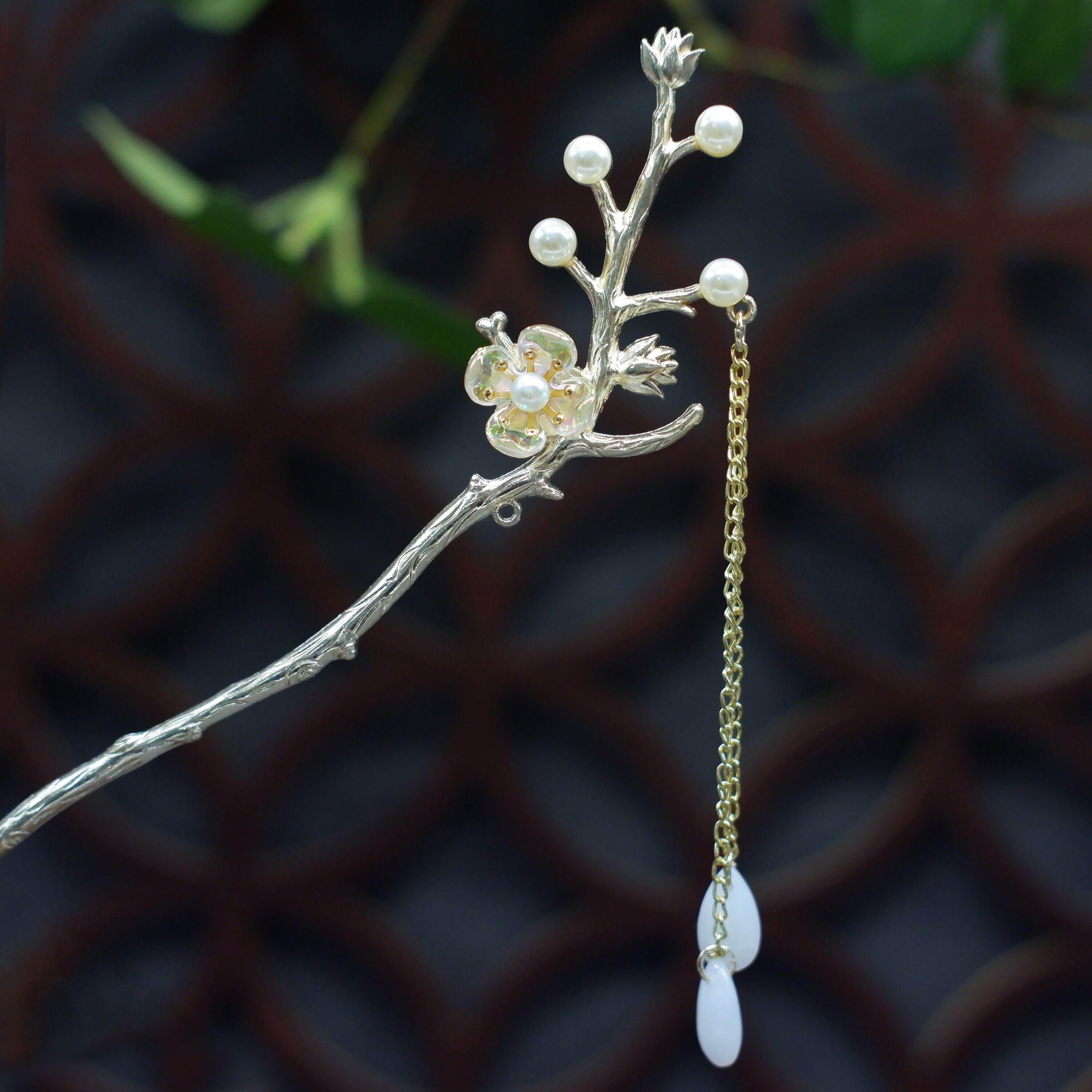 3 Stück Vintage Holz Haarstäbchen – Mit Quasten & Blumen, Handgemacht, Für Frauen & Mädchen