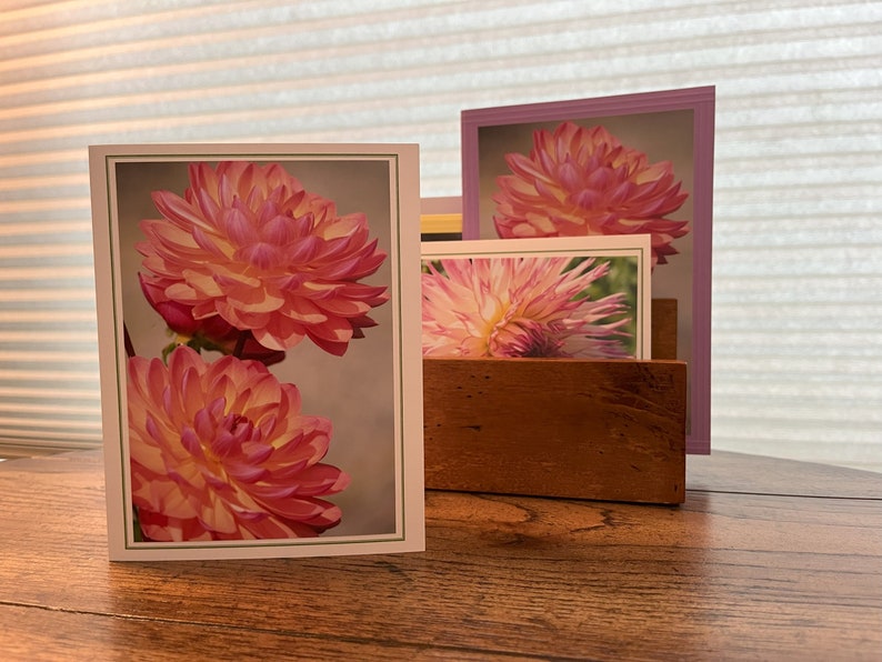 Handmade Dahlia Flower Photo Note Cards, Set of 6 - Etsy
