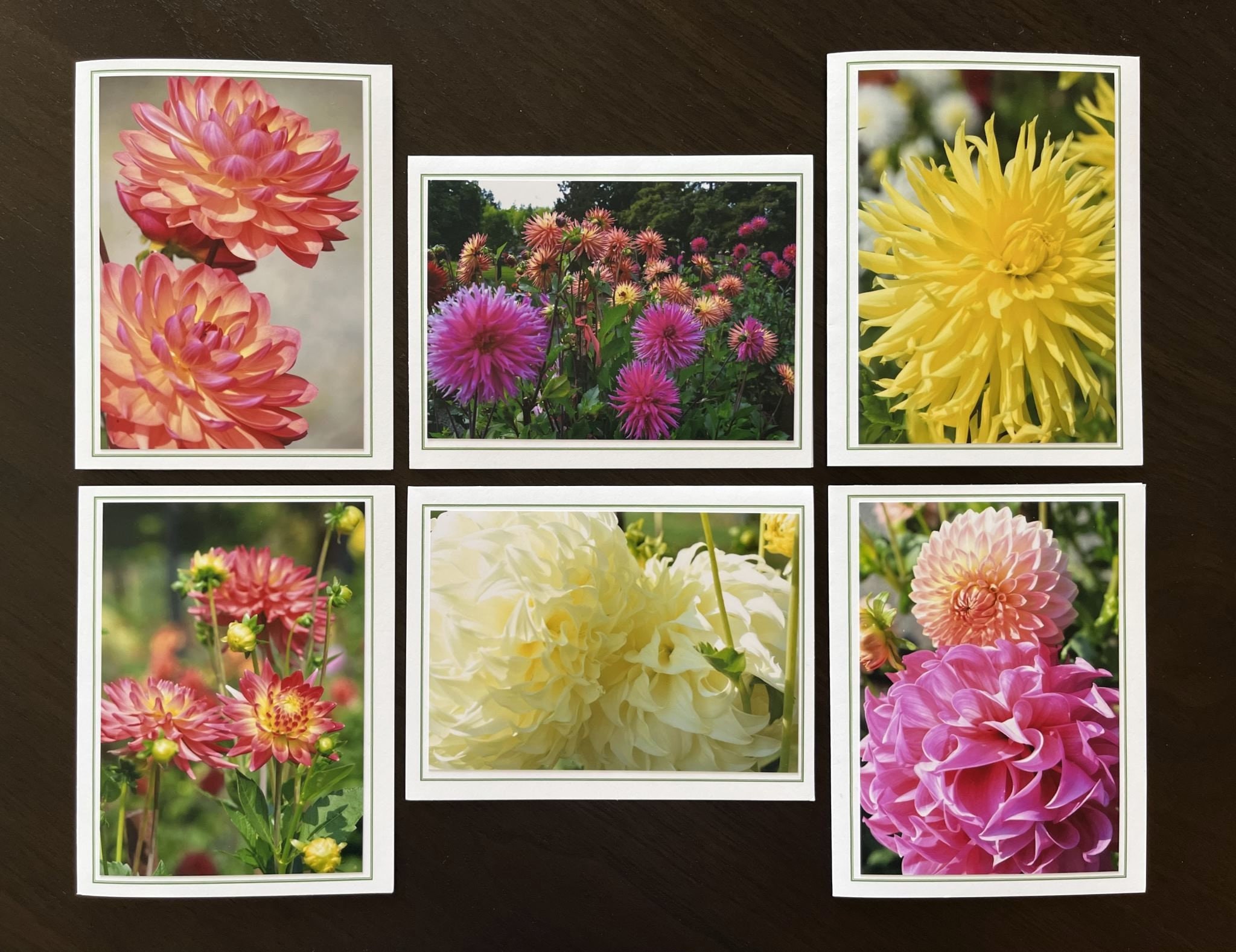 Handmade Dahlia Flower Photo Note Cards, Set of 6 - Etsy