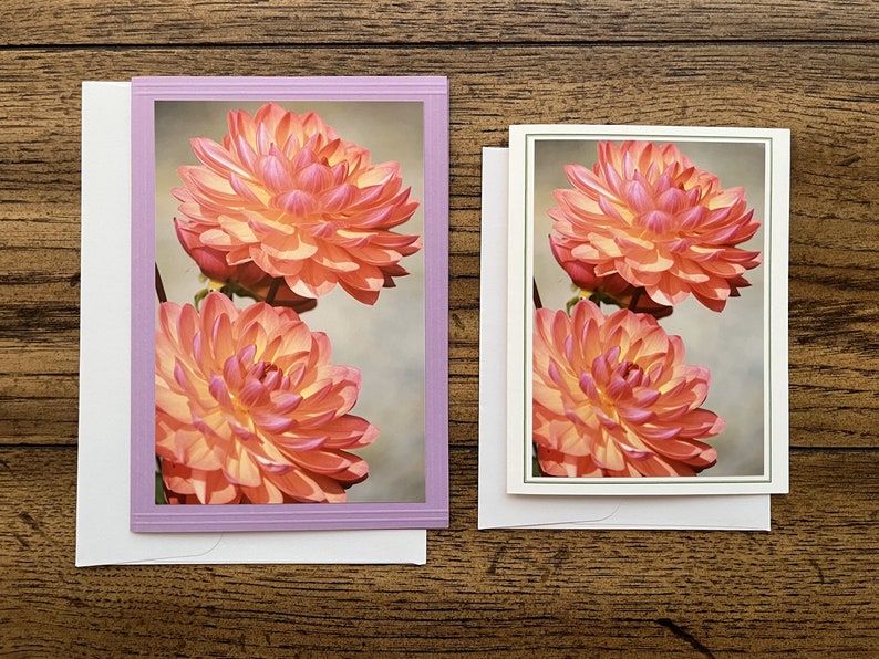 Handmade Dahlia Flower Photo Note Cards, Set of 6 - Etsy