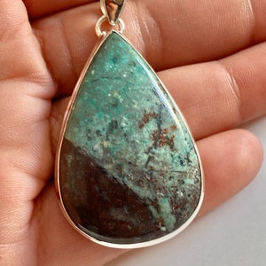 Sonora Sunrise/Chrysocolla cuprite 925 Sterling Silver gemstone handmade pendant with your choice of length of sterling silver snake chain.