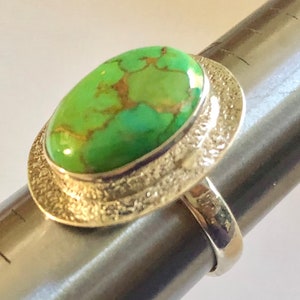 Copper Green Turquoise 925 Sterling Silver Ring Jewelry size 8