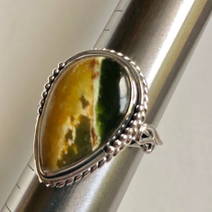 Ocean Jasper 925 Sterling Silver handmade gemstone Ring Size 7.25