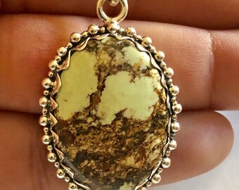 Lemon Chrysoprase Pendant, Handmade Sterling Silver Snake Chain